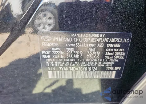 2025 Hyundai Ioniq 5 Limited z USA, uszkodzony, nr VIN 7YAKR4DA3SY010124